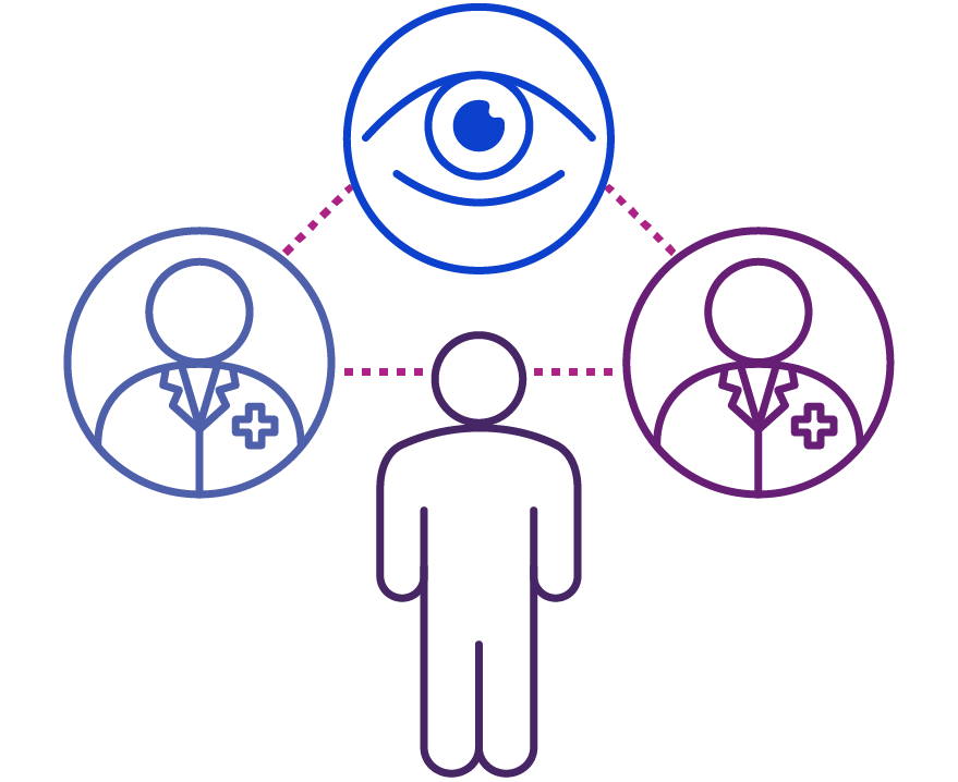 Patient receiving a dilated eye exam from a specialist