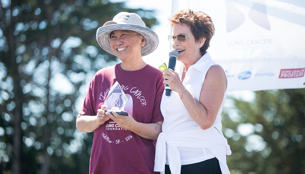 Bonnie knew she had to do more for people who would go through what she did. Founding the Bonnie J. Addario Lung Cancer Foundation in 2006, she became a leading voice of empowerment and support for people with lung cancer and their families.